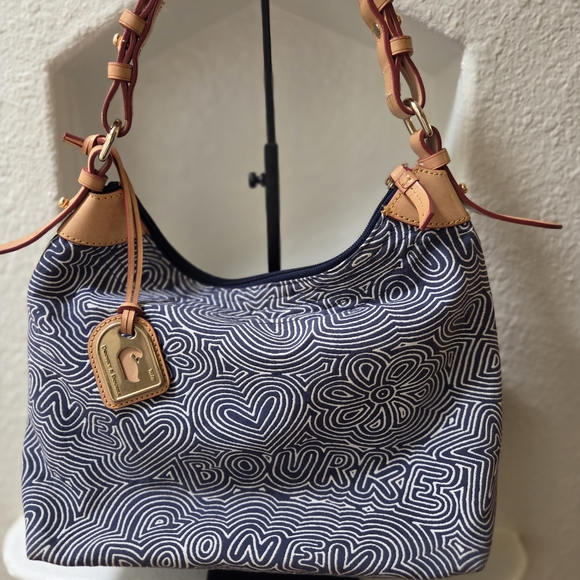 Dooney & Bourke Handbags - Dooney & Bourke Navy and Tan Shoulder Bag